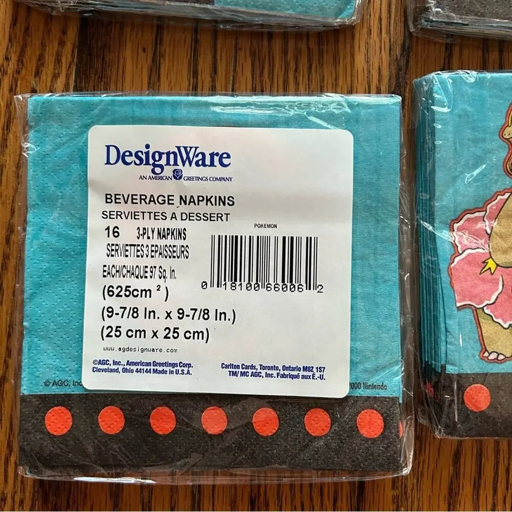 Vintage Pokémon Nintendo Meganium Beverage Party Napkins 2000 4 sealed packages